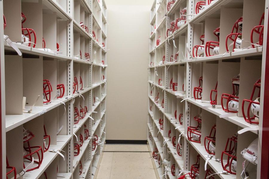 Athletic and sports department equipment storage systems