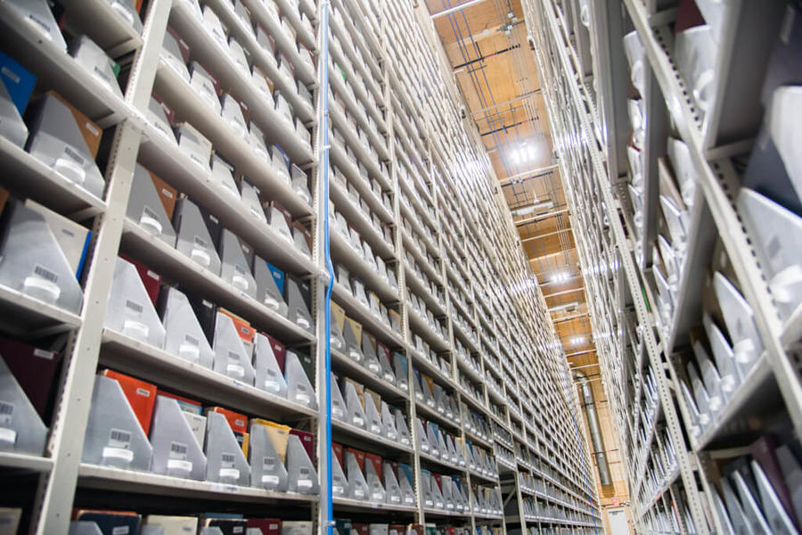 Off-site book depository and archival shelving